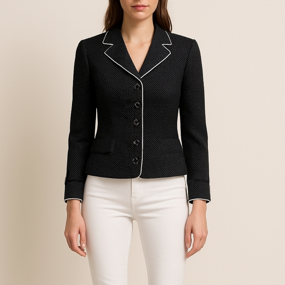 Stresa Cropped Jacket Polka Dots Black White 6